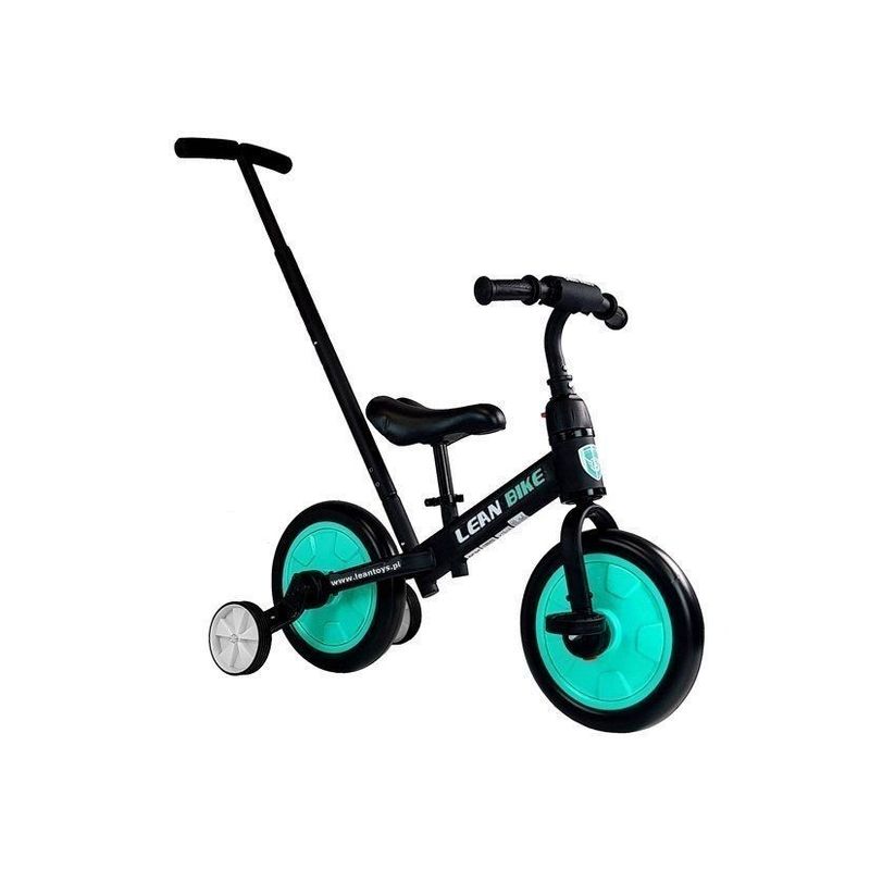 Sport si Outdoor - Ciclism - Biciclete pentru copii - Bicicleta 3 in 1, cu pedale si roti ajutatoare pentru copii, negru-turcoaz, LeanToys, 7679 - Infinity.ro