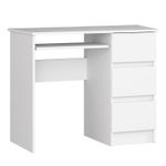 Casa si Gradina - Mobilier - Mese si birouri - Birouri - Birou calculator, placa laminata, 3 sertare, dreapta, 1 raft, alb, 90x50x77 cm - Infinity.ro