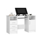 Casa si Gradina - Mobilier - Mese si birouri - Birouri - Birou calculator, placa laminata, 3 sertare, 5 rafturi, alb, 124x52x74 cm, Ana - Infinity.ro