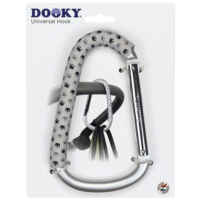 Jucarii, Copii si Bebe - Carucioare si articole de transport - Accesorii transport copii - Carlig universal pentru carucior Dooky Light Grey Crown - Infinity.ro