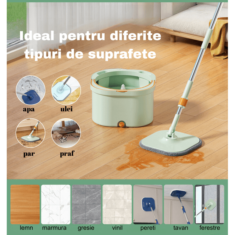 Set Mop Rotativ 7in1 Profesional FOtehniq FOtehniq, 6 Lavete