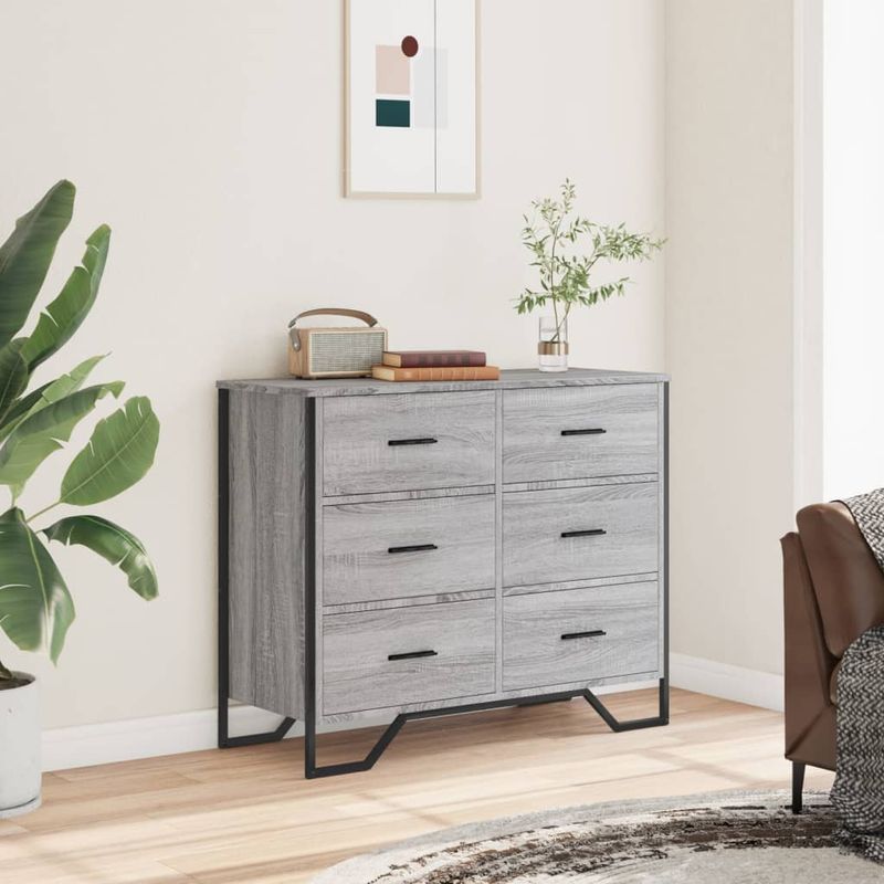 Casa si Gradina - Mobilier - Comode si corpuri - Comode - Comoda cu sertare, gri sonoma 91x35,5x74,5 cm lemn prelucrat - Infinity.ro