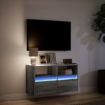 Casa si Gradina - Mobilier - Comode si corpuri - Comode - Comoda TV de perete cu lumini LED, gri sonoma, 80x31x45 cm - Infinity.ro