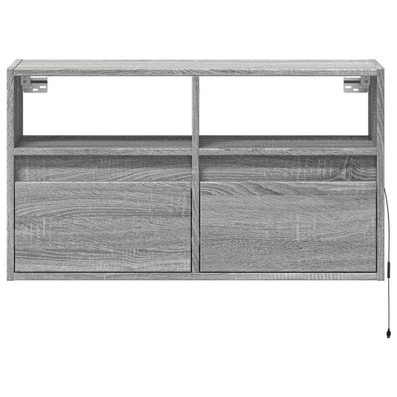 Casa si Gradina - Mobilier - Comode si corpuri - Comode - Comoda TV de perete cu lumini LED, gri sonoma, 80x31x45 cm - Infinity.ro