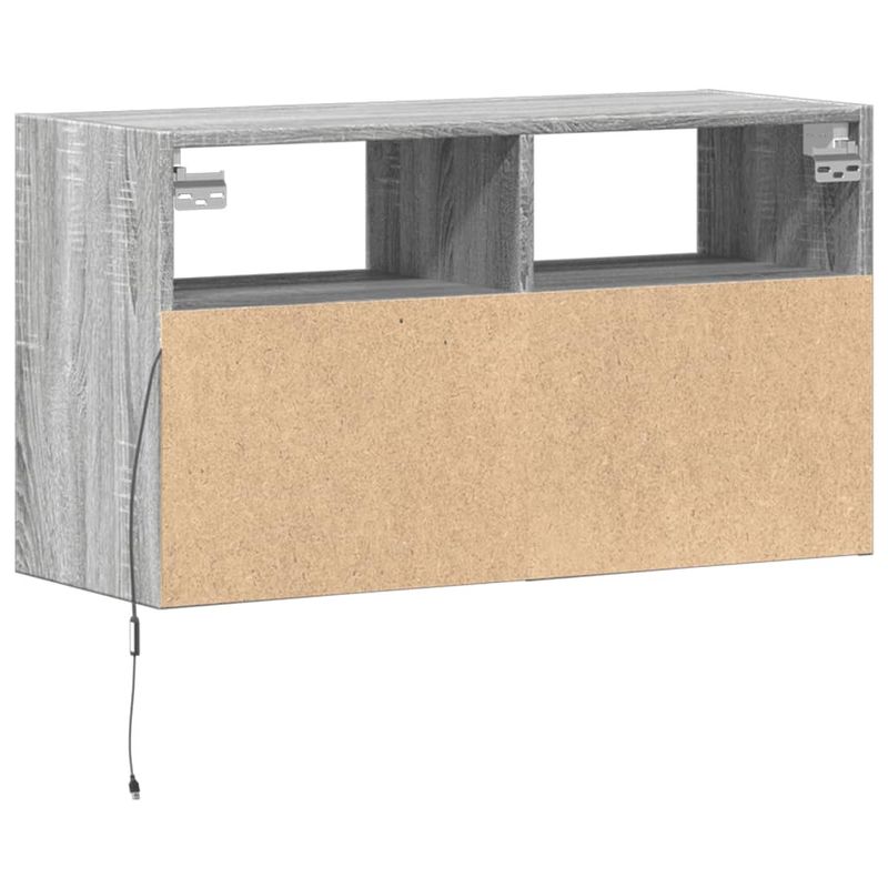 Casa si Gradina - Mobilier - Comode si corpuri - Comode - Comoda TV de perete cu lumini LED, gri sonoma, 80x31x45 cm - Infinity.ro