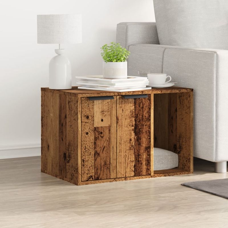 Petshop - Accesorii petshop - Jucarii animale - Ansambluri de joaca - Cutie litiera pisici lemn vechi 60x40x40 cm lemn prelucrat - Infinity.ro