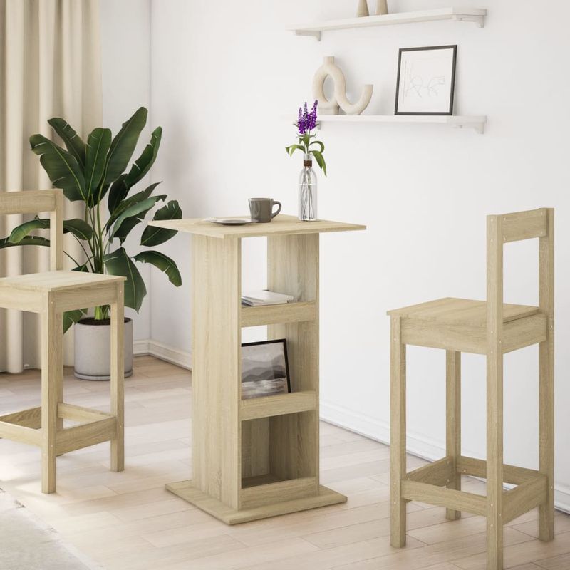 Casa si Gradina - Mobilier - Mese si birouri - Mese bucatarie si dining - Masa bar cu depozitare stejar sonoma 60x60x102cm lemn prelucrat - Infinity.ro