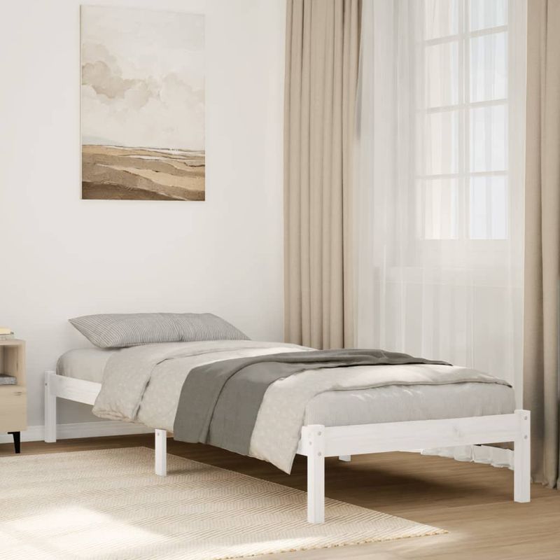 Casa si Gradina - Mobilier - Paturi si accesorii - Paturi - Cadru pat foarte lung fara saltea alb 80x210 cm lemn masiv pin - Infinity.ro