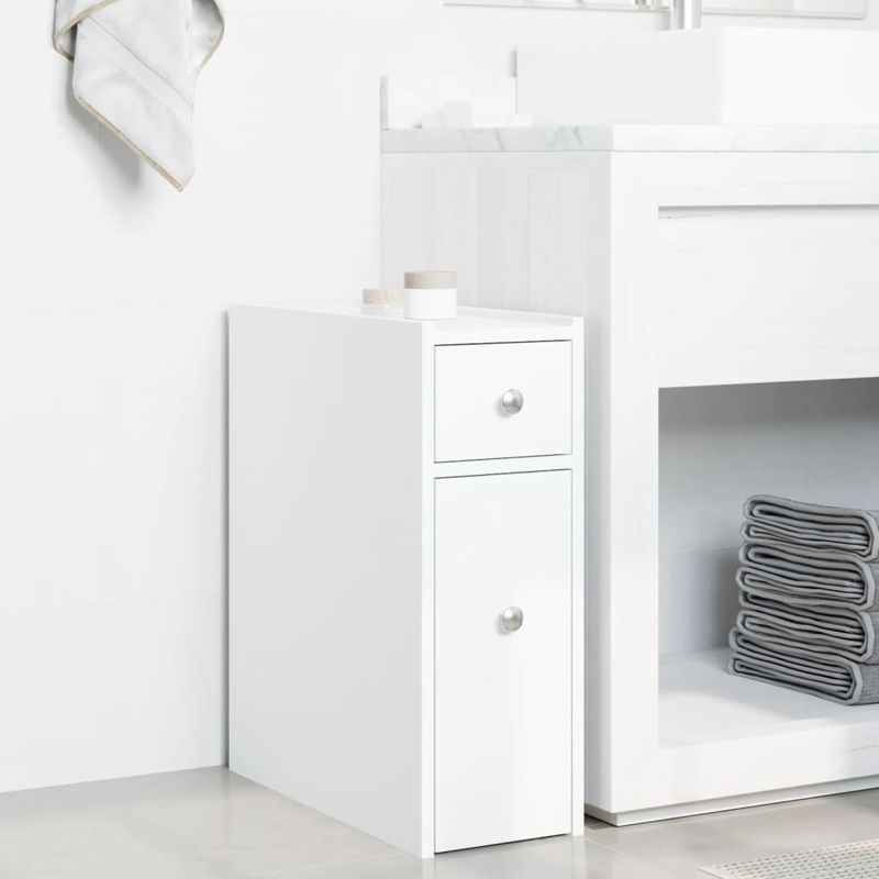 Casa si Gradina - Mobilier - Dulapuri si sifoniere - Dulapuri - Dulap de baie ingust cu roti, alb, lemn prelucrat - Infinity.ro