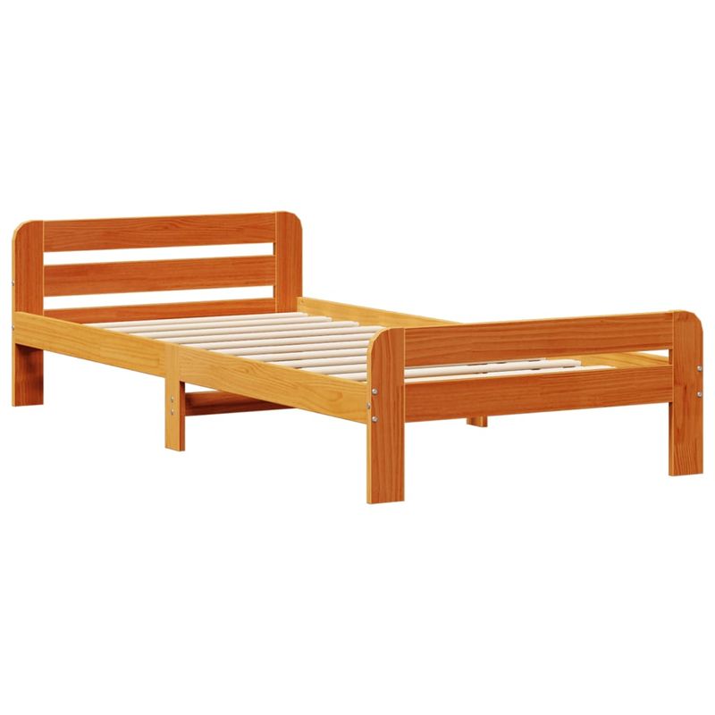 Casa si Gradina - Mobilier - Paturi si accesorii - Paturi - Cadru pat fara saltea, maro ceruit, 75x190 cm, lemn masiv pin - Infinity.ro