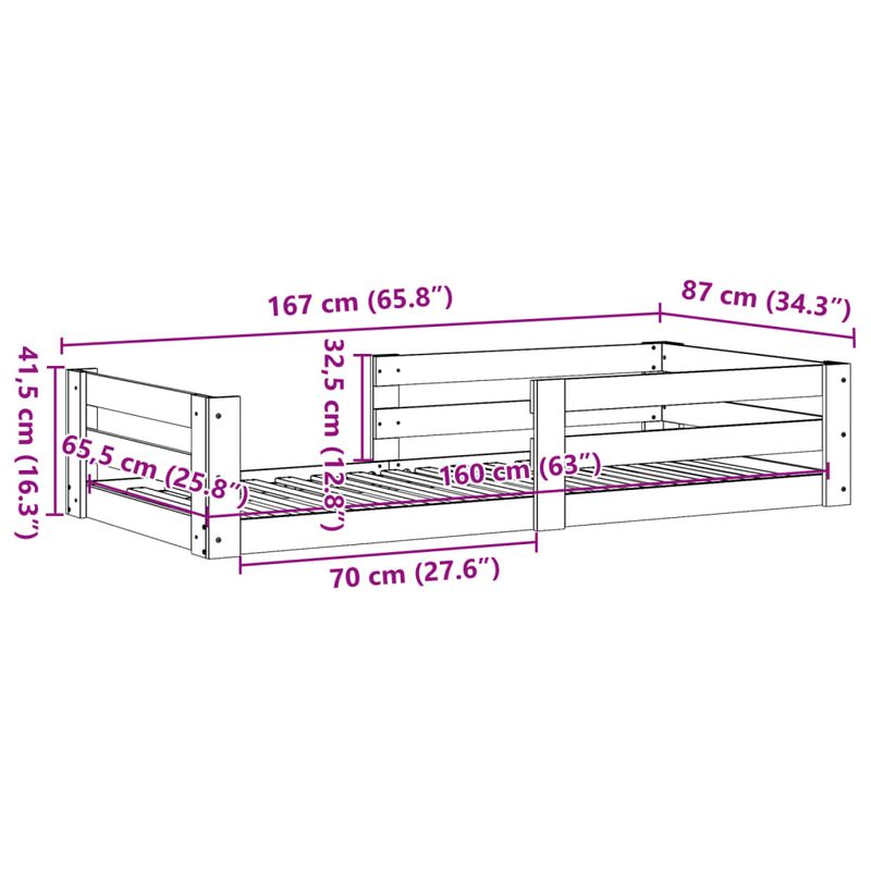 Casa si Gradina - Mobilier - Paturi si accesorii - Paturi - Cadru pat fara saltea, 80x190 cm, lemn masiv de pin - Infinity.ro