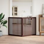 Petshop - Accesorii petshop - Culcusuri si custi - Custi interior si exterior - Poarta pentru caini pliabila 2 panouri maro, 160 cm, lemn plop - Infinity.ro