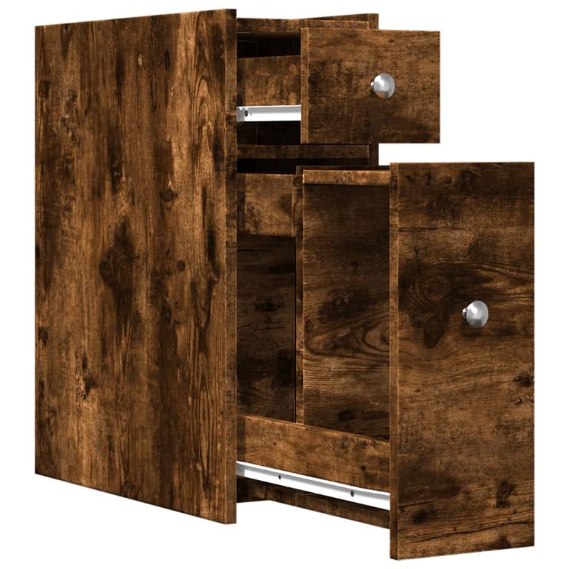 Casa si Gradina - Mobilier - Dulapuri si sifoniere - Dulapuri - Dulap de baie ingust cu roti, stejar fumuriu, lemn prelucrat - Infinity.ro