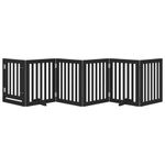 Petshop - Accesorii petshop - Culcusuri si custi - Custi interior si exterior - Poarta caini pliabila cu usa 6 panouri negru, 300 cm, lemn plop - Infinity.ro