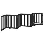 Petshop - Accesorii petshop - Culcusuri si custi - Custi interior si exterior - Poarta caini pliabila cu usa 6 panouri negru, 300 cm, lemn plop - Infinity.ro