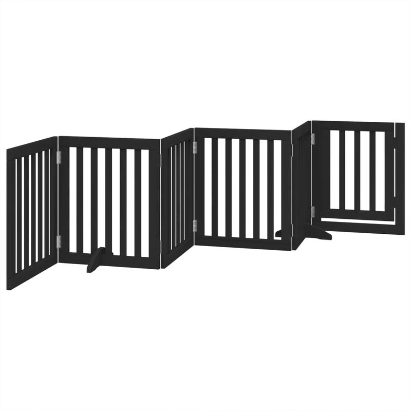 Petshop - Accesorii petshop - Culcusuri si custi - Custi interior si exterior - Poarta caini pliabila cu usa 6 panouri negru, 300 cm, lemn plop - Infinity.ro