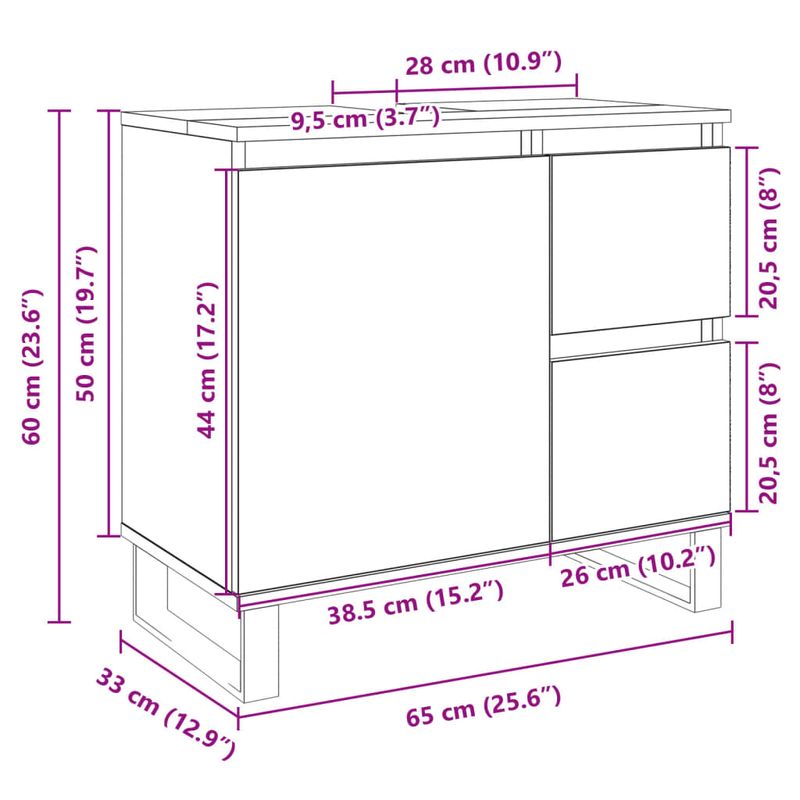 Casa si Gradina - Mobilier - Mobilier baie - Comode baie - Dulap de baie, stejar sonoma, 65x33x60 cm, lemn prelucrat - Infinity.ro