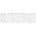 Petshop - Accesorii petshop - Culcusuri si custi - Custi interior si exterior - Poarta caini pliabila cu usa, 6 panouri, alb, 300 cm, lemn plop - Infinity.ro