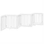 Petshop - Accesorii petshop - Culcusuri si custi - Custi interior si exterior - Poarta caini pliabila cu usa, 6 panouri, alb, 300 cm, lemn plop - Infinity.ro