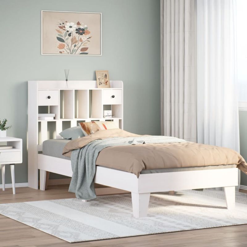 Casa si Gradina - Mobilier - Paturi si accesorii - Paturi - Cadru de pat fara saltea, alb, 90x200 cm, lemn masiv pin - Infinity.ro