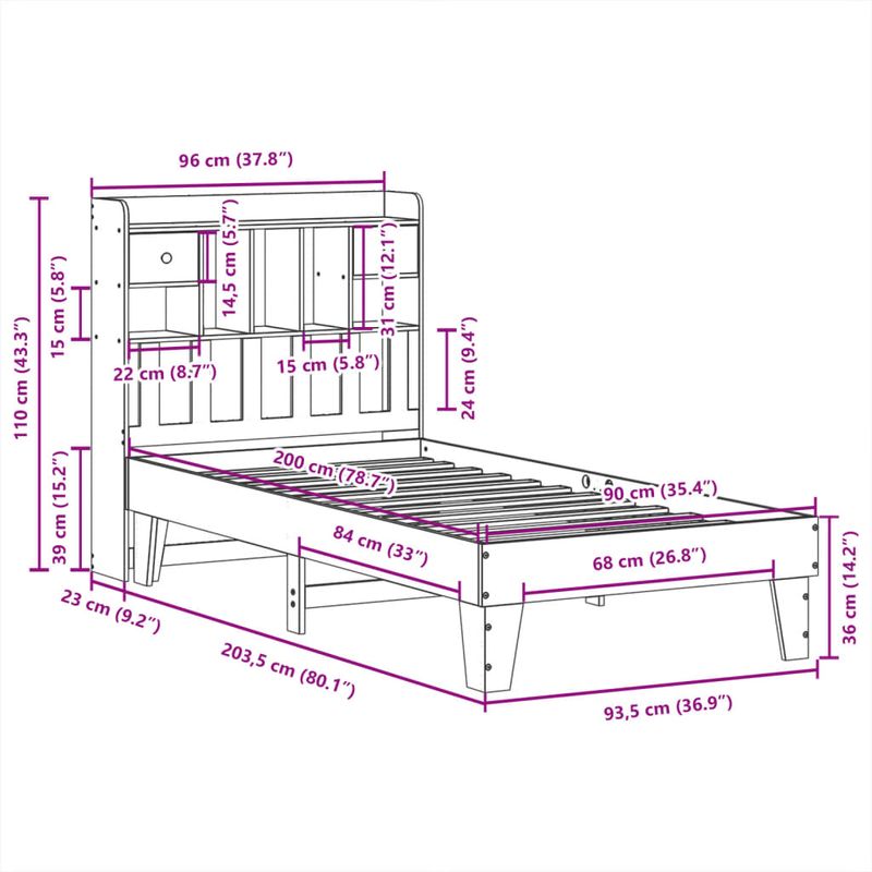 Casa si Gradina - Mobilier - Paturi si accesorii - Paturi - Cadru de pat fara saltea, alb, 90x200 cm, lemn masiv pin - Infinity.ro