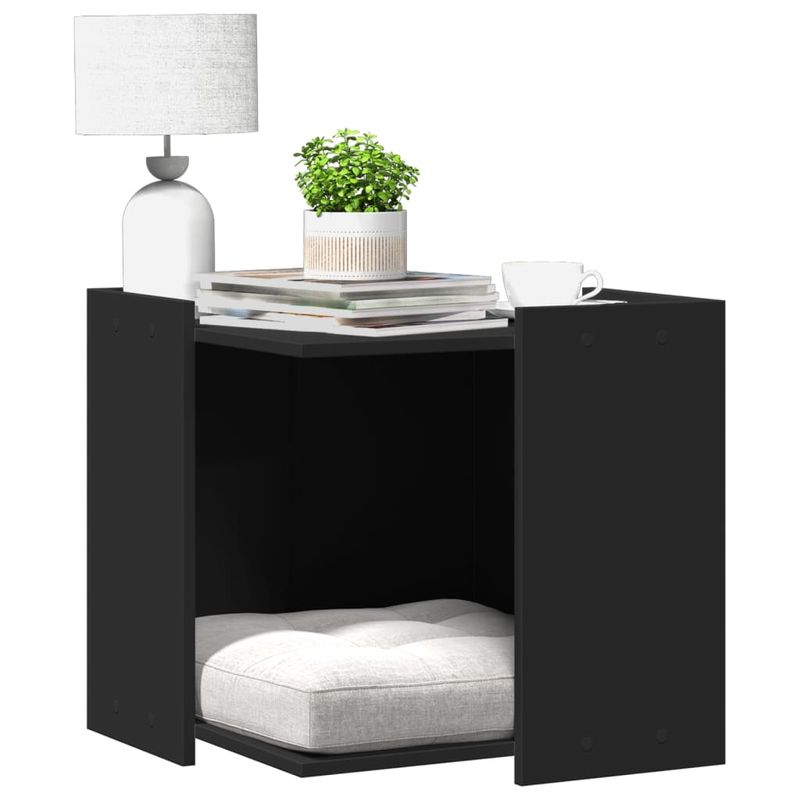 Petshop - Ingrijire si Igiena - Litiere si accesorii - Litiere acoperite - Cutie litiera pisici negru 53x53x51 cm lemn prelucrat - Infinity.ro