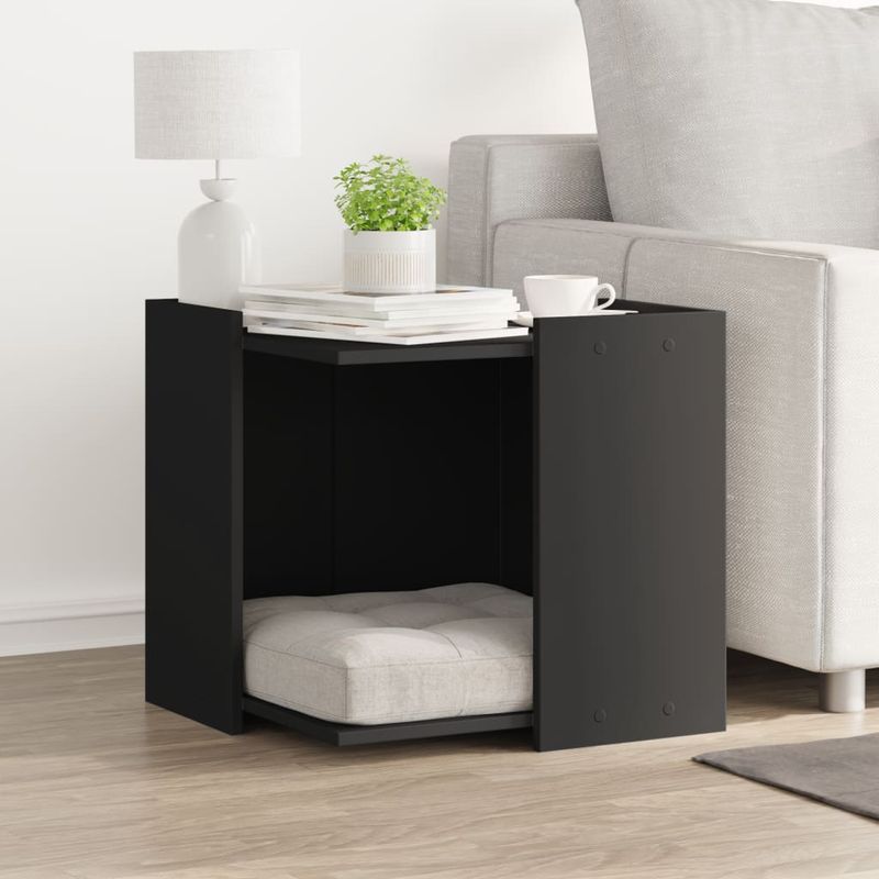 Petshop - Ingrijire si Igiena - Litiere si accesorii - Litiere acoperite - Cutie litiera pisici negru 53x53x51 cm lemn prelucrat - Infinity.ro