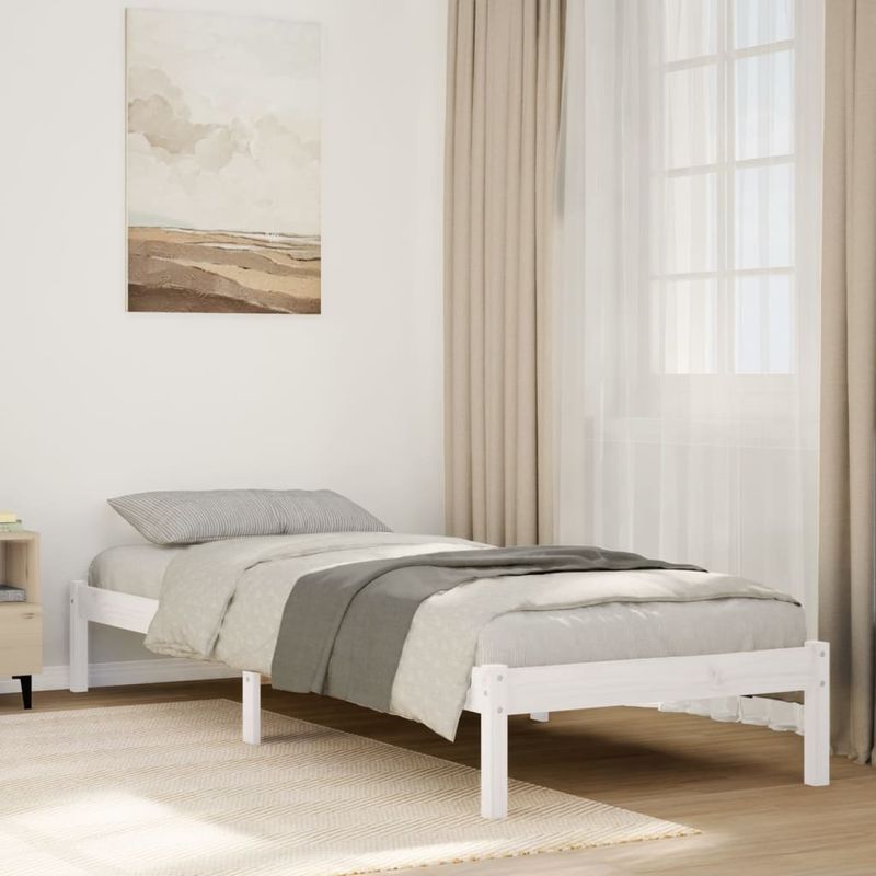 Casa si Gradina - Mobilier - Paturi si accesorii - Paturi - Cadru pat foarte lung fara saltea alb 90x220 cm lemn masiv pin - Infinity.ro