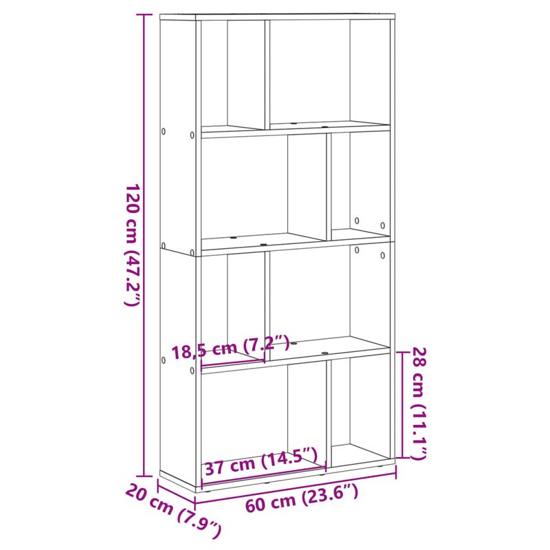 Casa si Gradina - Mobilier - Biblioteci si rafturi - Biblioteci - Biblioteca, gri beton, 60x20x120 cm, lemn prelucrat - Infinity.ro