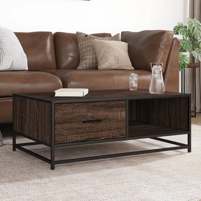Casa si Gradina - Mobilier - Mese si birouri - Masute de cafea - Masuta cafea, stejar maro, 90x57x35 cm, lemn prelucrat/metal - Infinity.ro