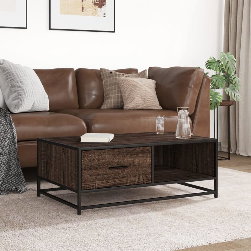 Casa si Gradina - Mobilier - Mese si birouri - Masute de cafea - Masuta cafea, stejar maro, 90x57x35 cm, lemn prelucrat/metal - Infinity.ro