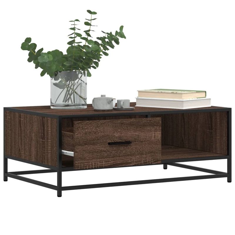 Casa si Gradina - Mobilier - Mese si birouri - Masute de cafea - Masuta cafea, stejar maro, 90x57x35 cm, lemn prelucrat/metal - Infinity.ro