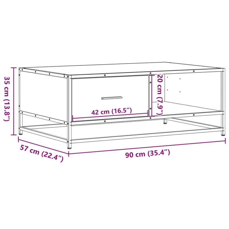 Casa si Gradina - Mobilier - Mese si birouri - Masute de cafea - Masuta cafea, stejar maro, 90x57x35 cm, lemn prelucrat/metal - Infinity.ro