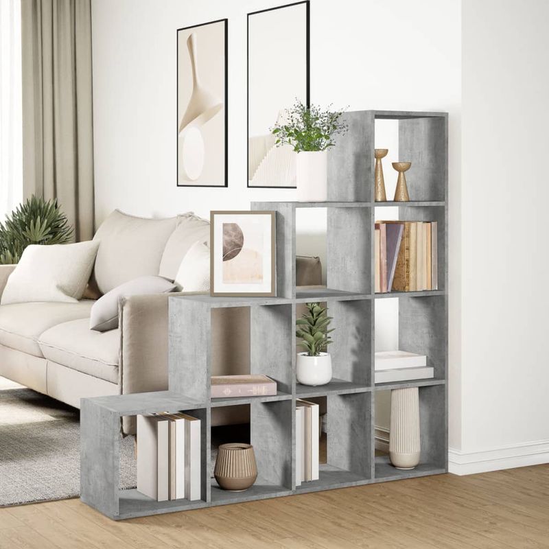 Casa si Gradina - Mobilier - Biblioteci si rafturi - Biblioteci - Biblioteca/separator camera gri beton 131,5x29x131,5 cm lemn - Infinity.ro