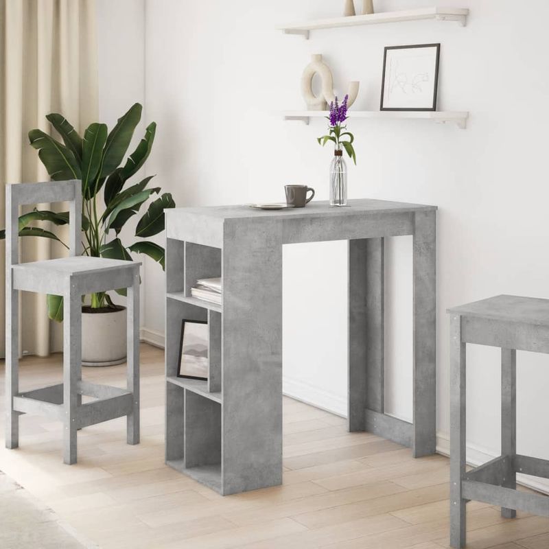 Casa si Gradina - Mobilier - Mese si birouri - Mese bucatarie si dining - Masa de bar cu raft, gri beton, 102x50x103,5 cm, lemn prelucrat - Infinity.ro