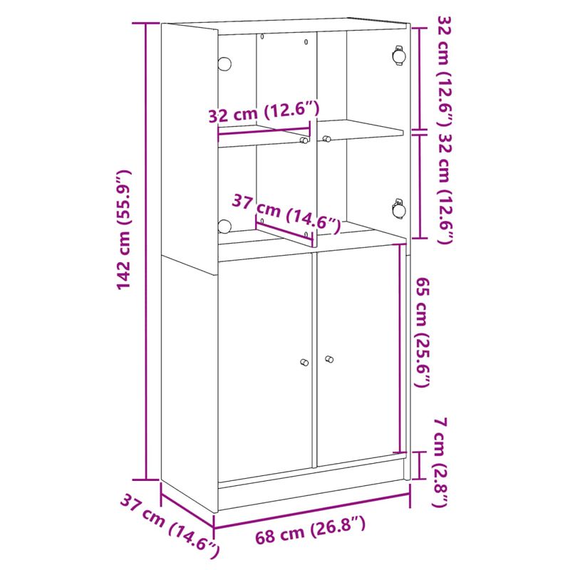 Casa si Gradina - Mobilier - Comode si corpuri - Corpuri bucatarie - Dulap inalt cu usi, lemn vechi, 68x37x142 cm, lemn prelucrat - Infinity.ro