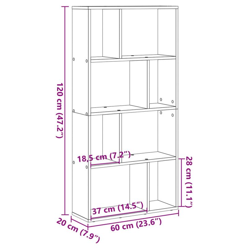 Casa si Gradina - Mobilier - Biblioteci si rafturi - Biblioteci - Biblioteca, gri sonoma, 60x20x120 cm, lemn prelucrat - Infinity.ro