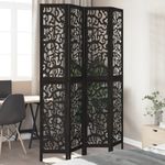 Casa si Gradina - Decoratiuni - Pereti despartitori si paravane - Paravan de camera cu 4 panouri, negru, lemn masiv paulownia - Infinity.ro