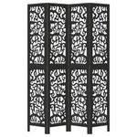 Casa si Gradina - Decoratiuni - Pereti despartitori si paravane - Paravan de camera cu 4 panouri, negru, lemn masiv paulownia - Infinity.ro