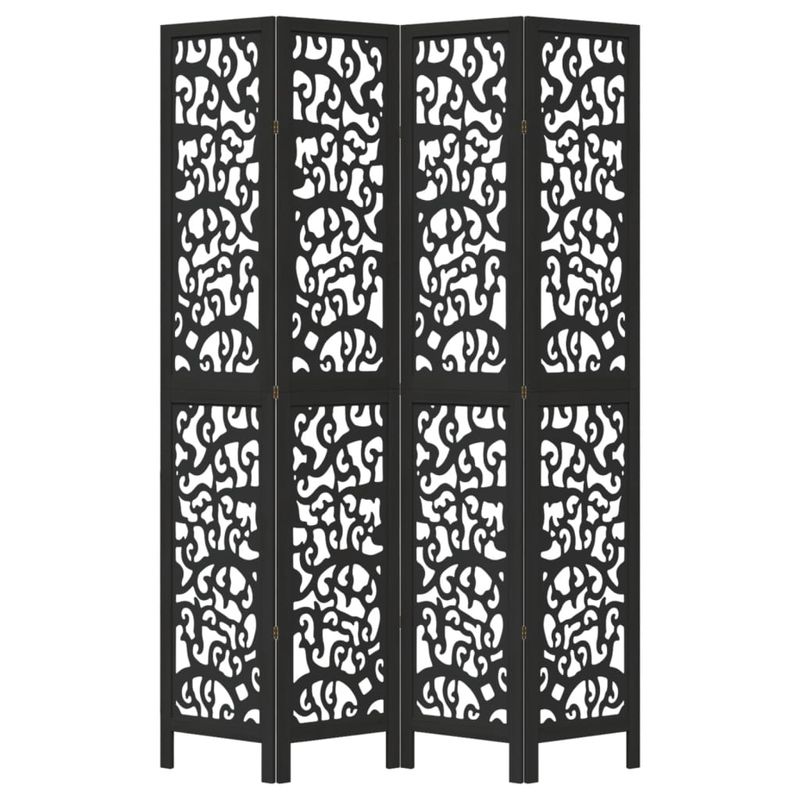 Casa si Gradina - Decoratiuni - Pereti despartitori si paravane - Paravan de camera cu 4 panouri, negru, lemn masiv paulownia - Infinity.ro