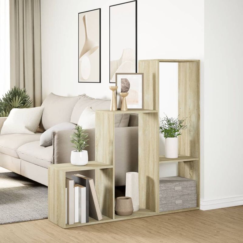 Casa si Gradina - Mobilier - Biblioteci si rafturi - Biblioteci - Biblioteca/separator 3 niveluri stejar sonoma 123x29x123cm lemn - Infinity.ro