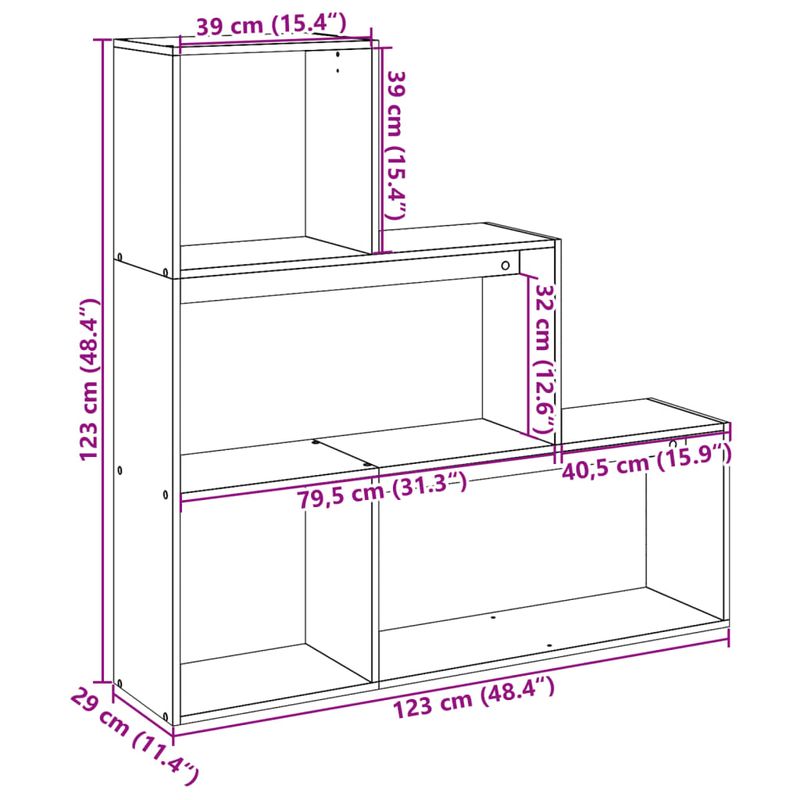 Casa si Gradina - Mobilier - Biblioteci si rafturi - Biblioteci - Biblioteca/separator 3 niveluri stejar sonoma 123x29x123cm lemn - Infinity.ro