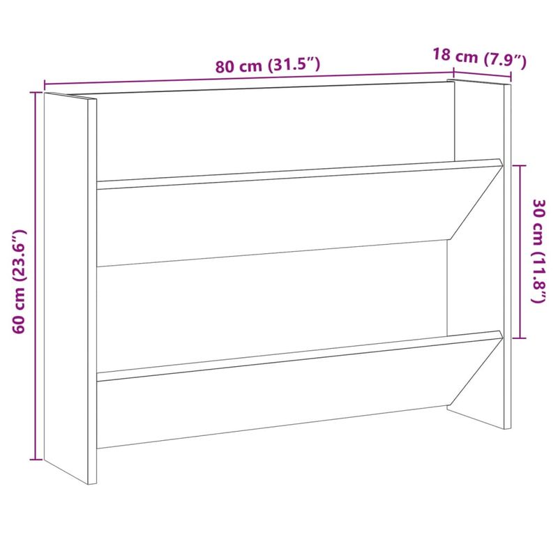 Casa si Gradina - Mobilier - Organizare si depozitare - Organizator incaltaminte - Pantofar perete, stejar artizanal, 80x18x60 cm, lemn prelucrat - Infinity.ro