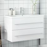 Casa si Gradina - Mobilier - Mobilier baie - Comode baie - Comoda pentru chiuveta de baie, lavoar incorporat, alb, mărime 80x38.5x48 cm - Infinity.ro