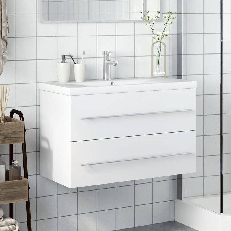 Casa si Gradina - Mobilier - Mobilier baie - Comode baie - Comoda pentru chiuveta de baie, lavoar incorporat, alb, mărime 80x38.5x48 cm - Infinity.ro
