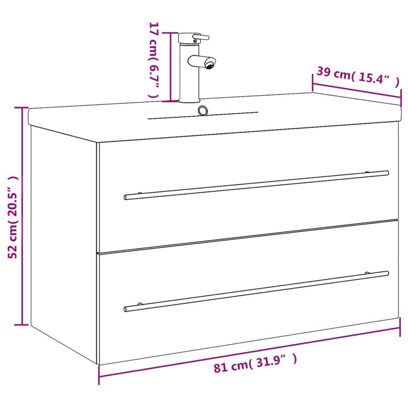 Casa si Gradina - Mobilier - Mobilier baie - Comode baie - Comoda pentru chiuveta de baie, lavoar incorporat, alb, mărime 80x38.5x48 cm - Infinity.ro