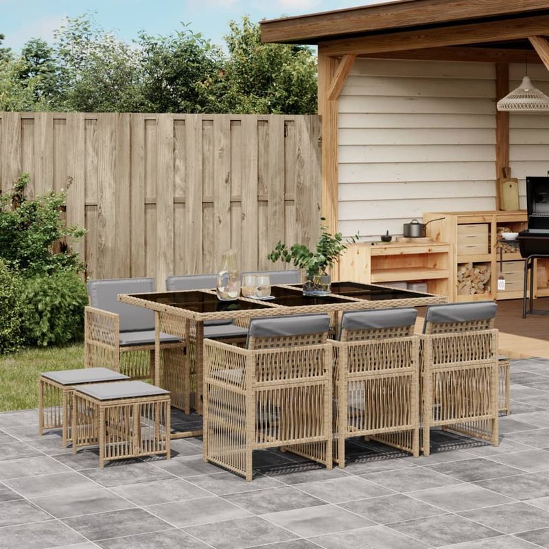 Casa si Gradina - Gradina si terasa - Mobilier exterior - Seturi mobila gradina - Set mobilier gradina cu perne, 11 piese bej combinat poliratan - Infinity.ro