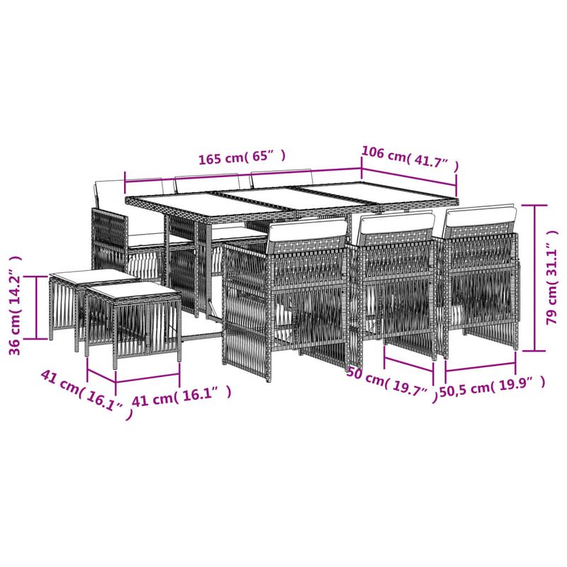 Casa si Gradina - Gradina si terasa - Mobilier exterior - Seturi mobila gradina - Set mobilier gradina cu perne, 11 piese bej combinat poliratan - Infinity.ro