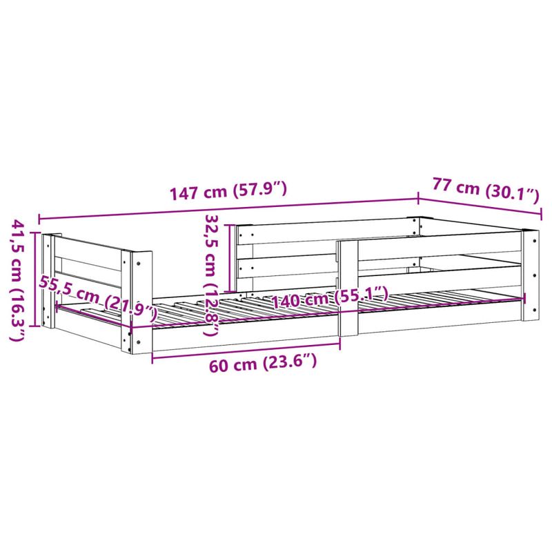Casa si Gradina - Mobilier - Paturi si accesorii - Paturi - Cadru pat fara saltea, maro ceruit, 70x140 cm, lemn masiv pin - Infinity.ro