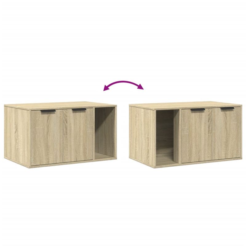 Petshop - Ingrijire si Igiena - Litiere si accesorii - Litiere acoperite - Cutie litiera pisici stejar sonoma 80x50x45 cm lemn prelucrat - Infinity.ro